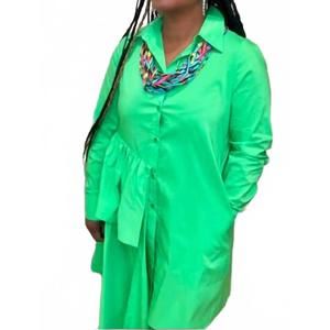 NEW QMP MODA asymmetric ruffle tunic blouse in neon green